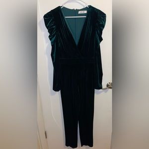 DO+BE Velvet Green Long Sleeve Jumpsuit